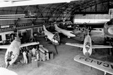 This photo from 1953 shows different aircraft tested by the National Advisory Committee for Aeronautics, the predecessor of NASA, at Edwards Air Force Base in California.