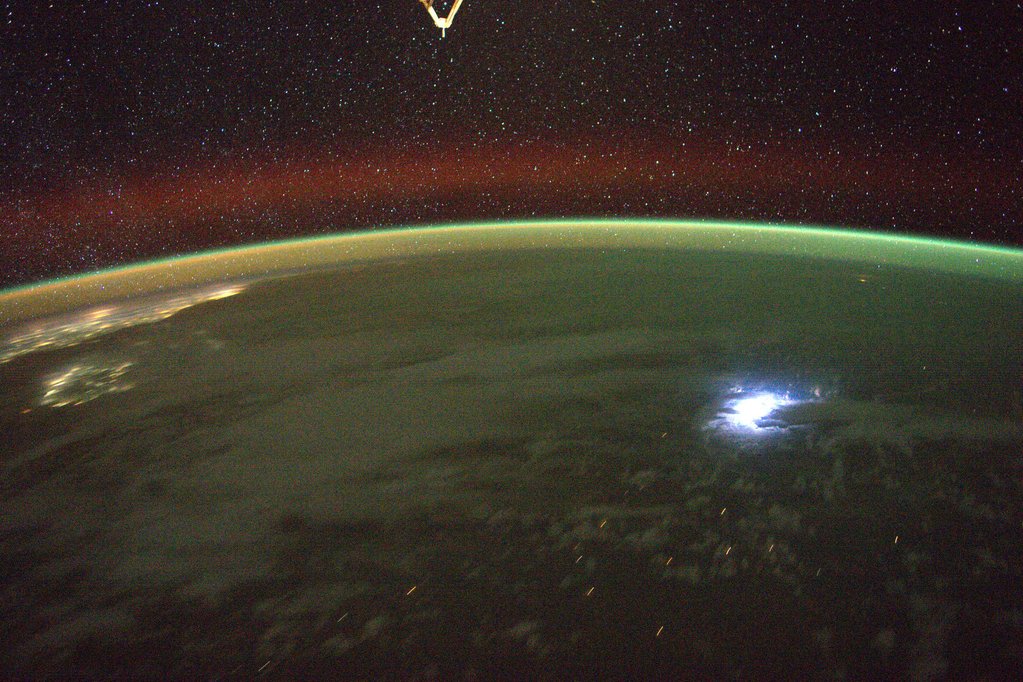 Lightning and Aurora 2016 by Scott Kelly