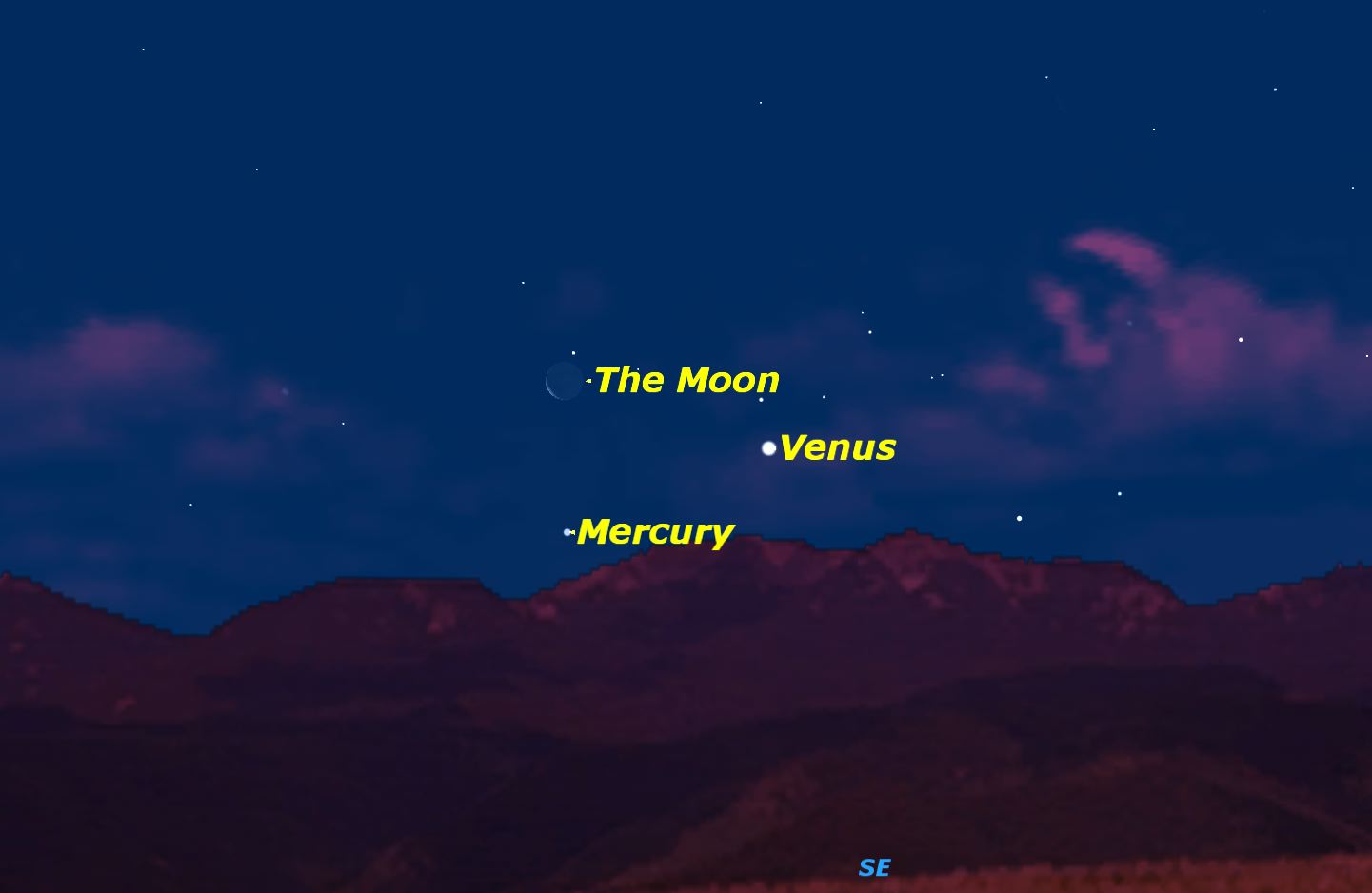 Mercury, Venus, and the Moon, February 2016