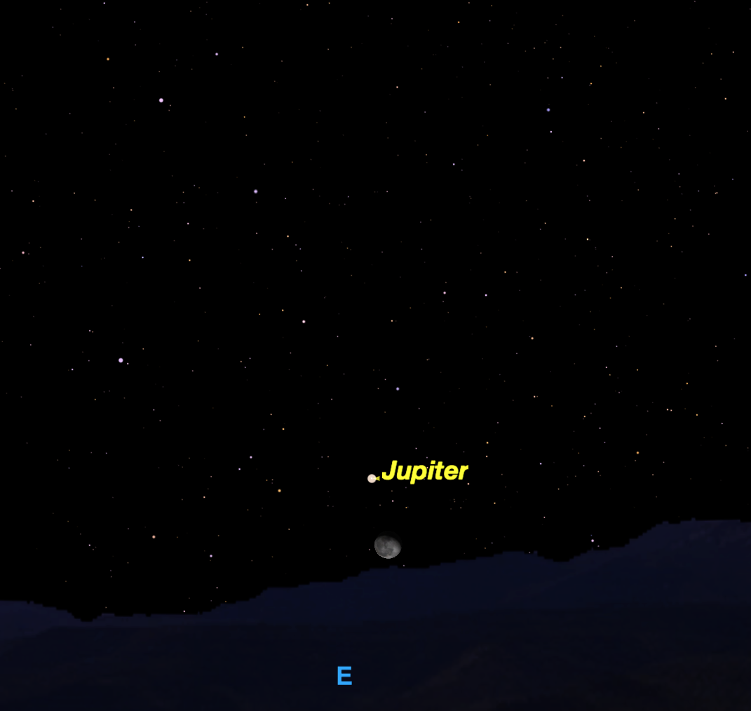 See Jupiter Shine with the Moon Tonight