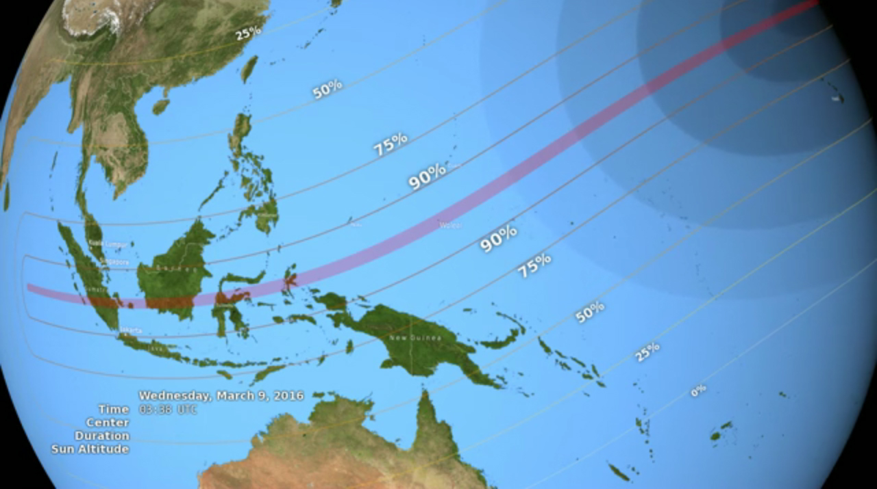 Total Solar Eclipse 2016 Visibility Range