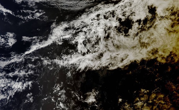 The total solar eclipse of March 8, 2016, as seen from orbit by NASA's Aqua satellite.