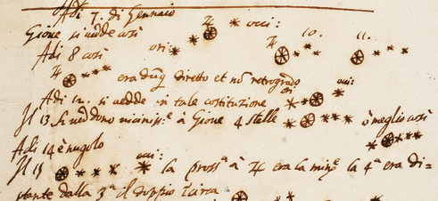 In Galileo’s own hand, here are his first drawings of Jupiter and its moons from January 7 to 15, 1610. 