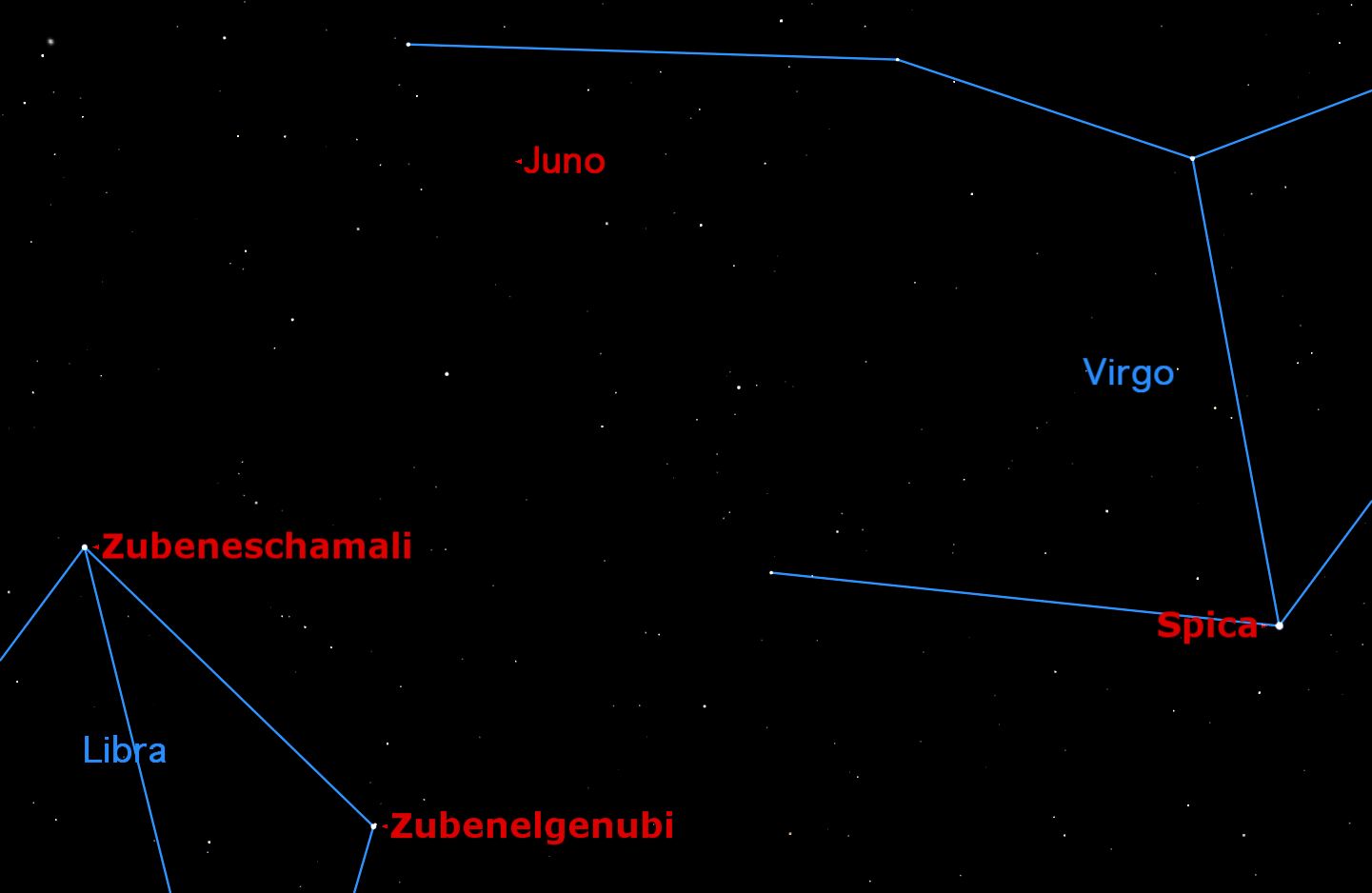 Juno at opposition, April 2016