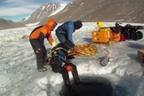 Getting ready to dive at nearby Lake Hoare. 