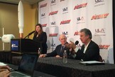 Bigelow Aerospace founder Robert Bigelow speaks with reporters on April 11, 2016 during the announcement of a partnership with United Launch Alliance to launch an expandable space habitat for astronauts by 2020.