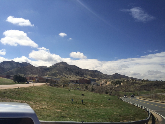 The Lockheed Martin facility in Littleton, Colorado, is nestled up against a small mountain range. 