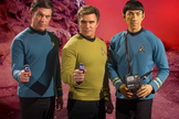 (L to R) Chuck Huber, Vic Mignogna and Todd Haberkorn as McCoy, Kirk and Spock for the web series “Star Trek Continues.”