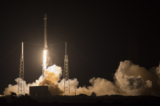 Falcon 9 and JCSAT-14 Rise into the Sky