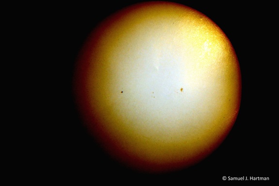 Samuel Hartman captured this shot of Mercury's May 9, 2016 transit from State College, Pennsylvania by projecting the image onto glossy paper and later color-correcting it.