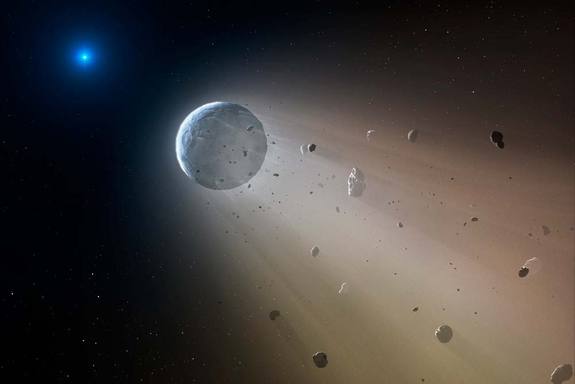 A planet orbiting too close to its star is slowly being torn apart. A study of the stellar surface reveals carbon and calcium that could have once formed a limestone-rich crust.