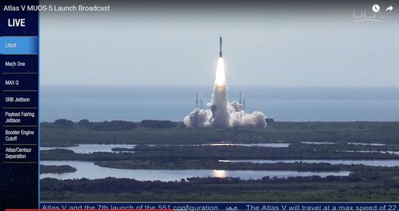 MUOS-5, the fifth and final installment in a military communication satellite array, launched into orbit on June 24 at 10:30 a.m. EDT (1430 GMT), atop a ULA Atlas V rocket