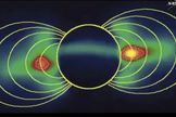 An image captured by the Very Large Telescope shows the radiation "donut" that surrounds Jupiter. The yellow spot on the right is where the radiation is most intense. The Juno probe will fly between the planet and the radiation hot spots.