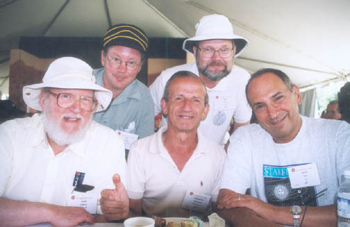 Montreal Centre "old timers" of the 1950s and 1960s, with Montreal Centre president Bill Strople. Geoff Gaherty, Bill Strople, Constantine Papacosmas, Jim Low, David Levy.